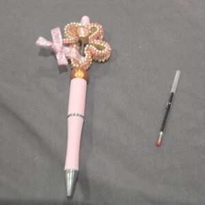 Pink Beaded Pen with Bow